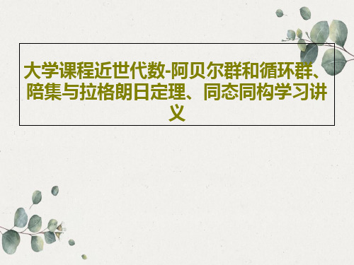 大学课程近世代数-阿贝尔群和循环群、陪集与拉格朗日定理、同态同构学习讲义PPT18页