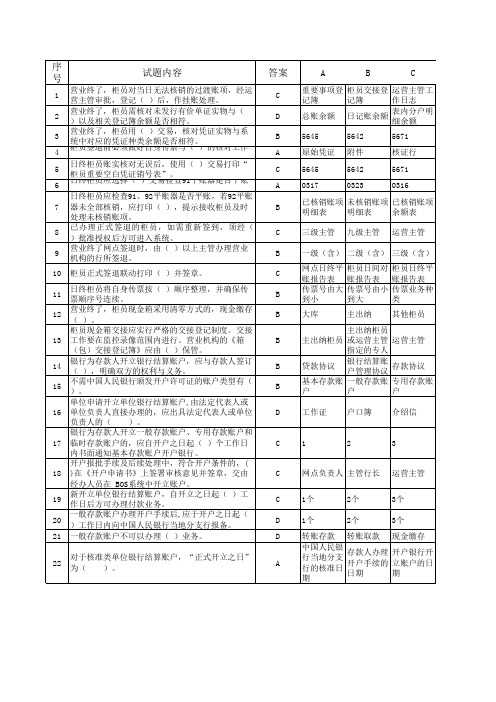 2012年度柜员“三基本”培训验证考试题库单选题