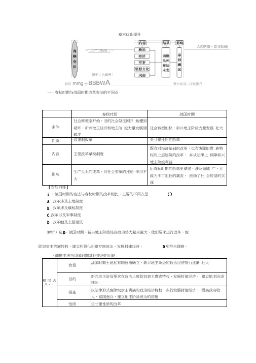 2019-2020学年北师大版历史选修一素养突破讲义：第二章章末优化提升Word版含答案