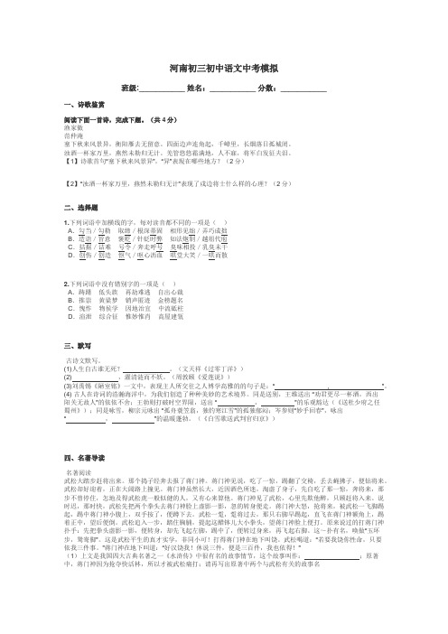 河南初三初中语文中考模拟带答案解析
