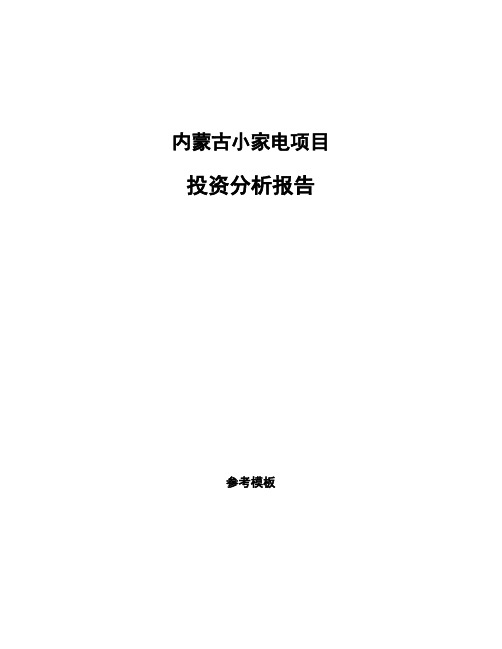 内蒙古小家电项目投资分析报告