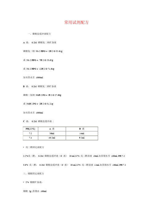 常用试剂配方