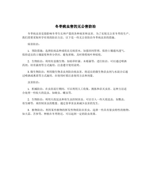 冬枣病虫害的无公害防治