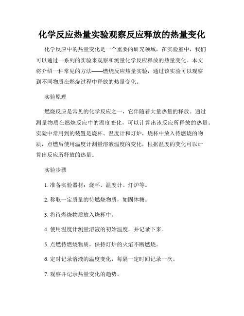 化学反应热量实验观察反应释放的热量变化