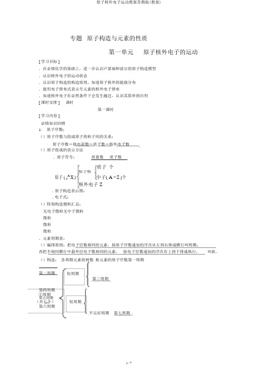 原子核外电子运动教案苏教版(教案)