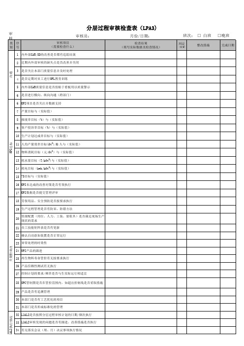 分层过程审核检查表