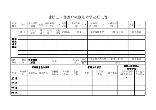 脱贫资料(贫困户登记表及收入明细表,内嵌公式)