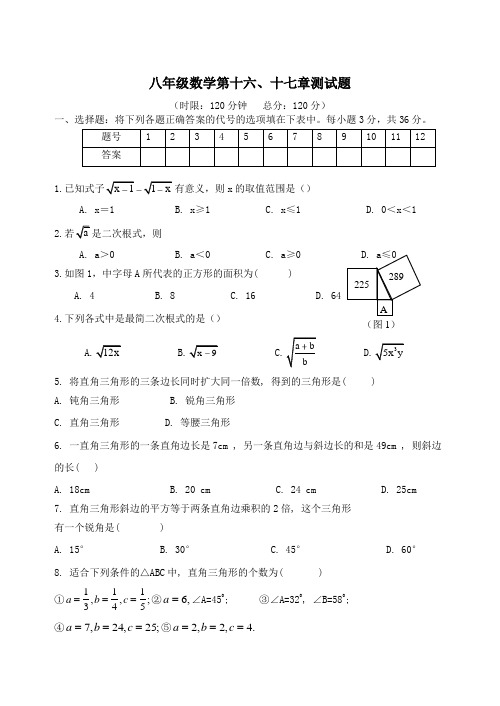 八年级数学第16、17章测试卷