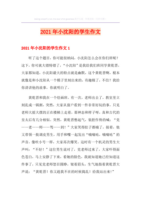 2021年小沈阳的学生作文