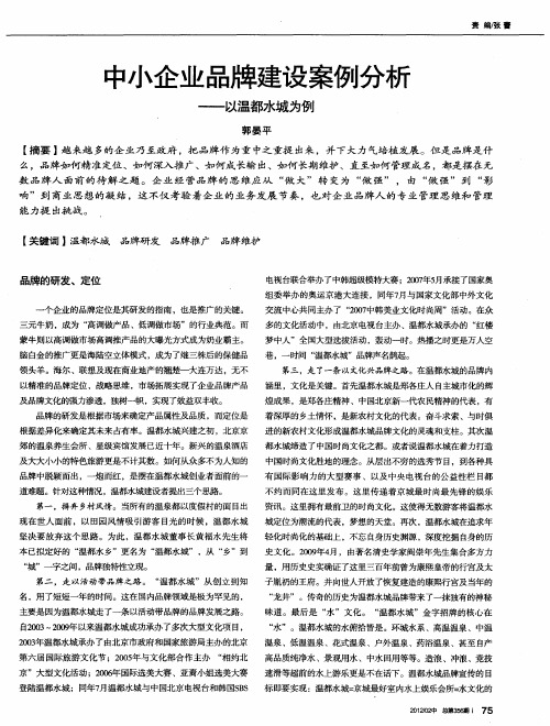 中小企业品牌建设案例分析——以温都水城为例