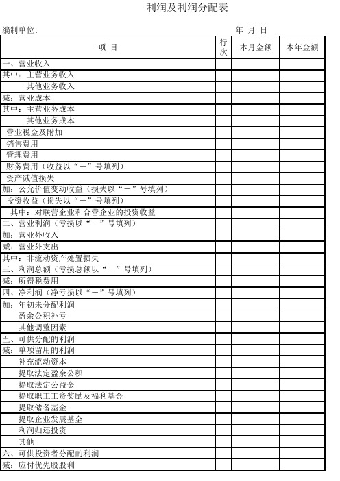 新企业会计准则财务报表格式