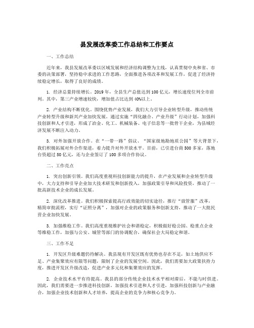 县发展改革委工作总结和工作要点