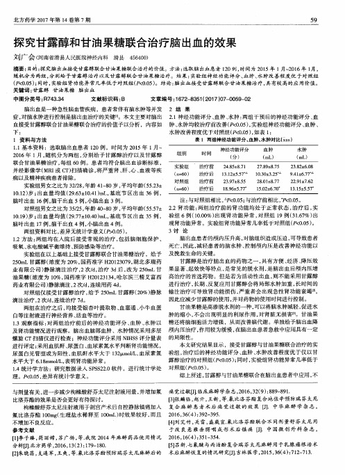 探究甘露醇和甘油果糖联合治疗脑出血的效果