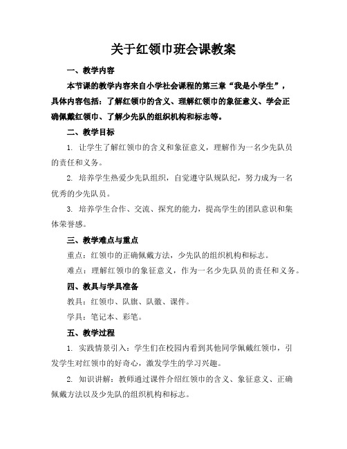 关于红领巾班会课教案