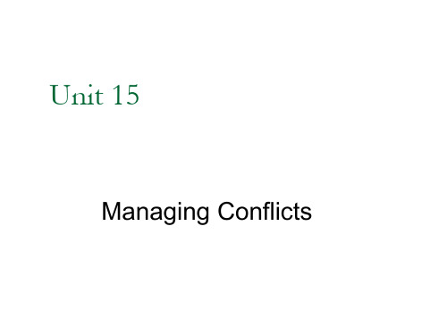 unit 15Managing Conflicts