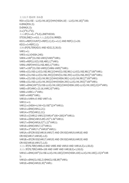 主力拉升【副图 指标】通达信指标公式源码