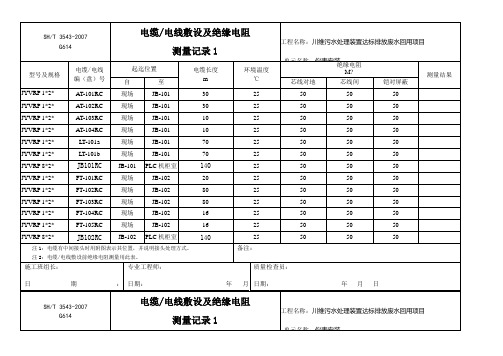 电缆 电线敷设及绝缘电阻测量记录