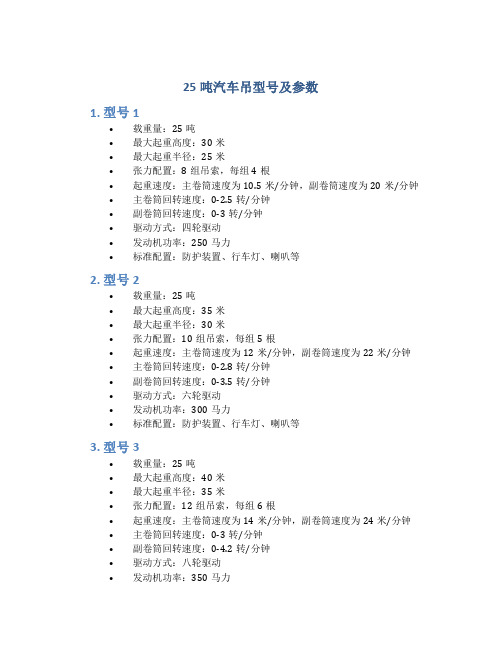 25吨汽车吊型号及参数