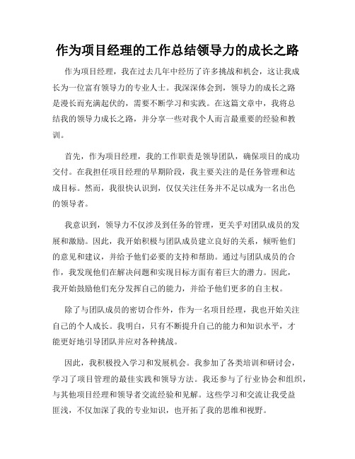 作为项目经理的工作总结领导力的成长之路