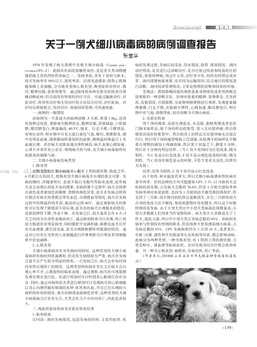 关于一例犬细小病毒病的病例调查报告