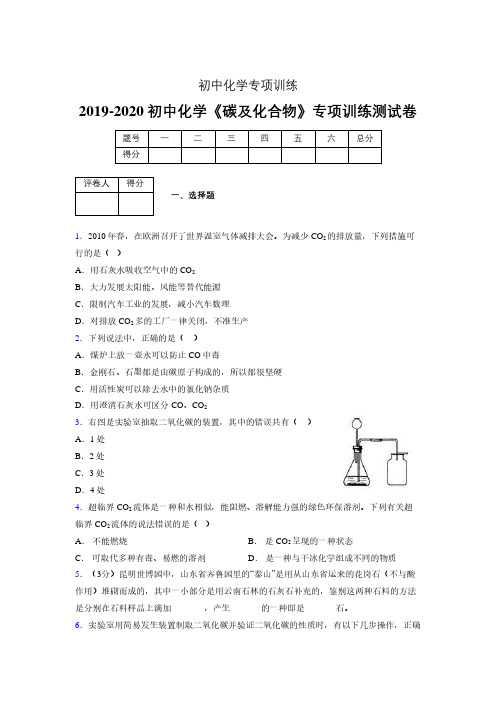 初中化学《碳及化合物》专项训练模拟测试 (351)