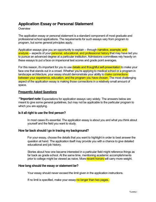 Academic Writing - Application Essay Or Personal Statement