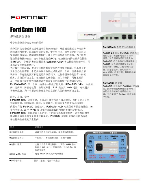 FortiGate 100D参数白皮书