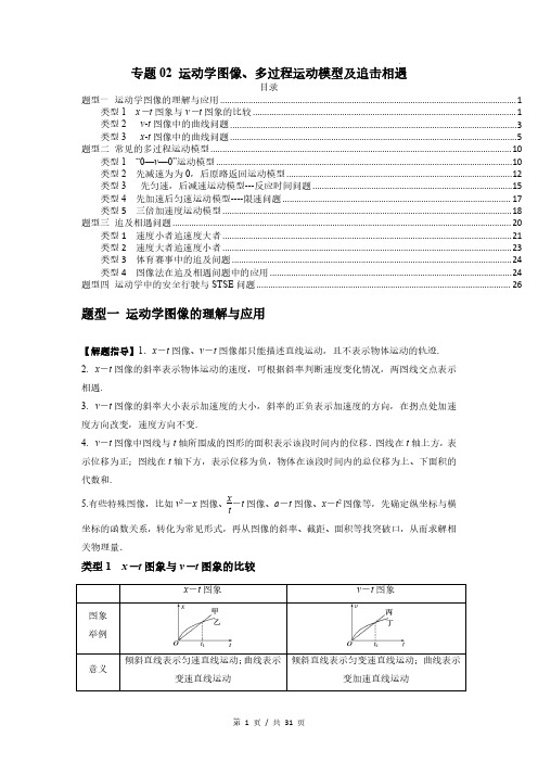 专题02 运动学图像、多过程运动模型及追击相遇-2023届高考物理一轮复习热点题型专练(解析版)