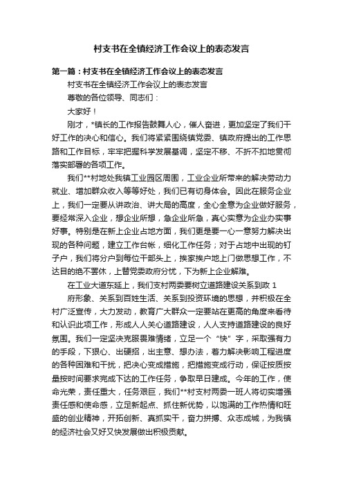 村支书在全镇经济工作会议上的表态发言