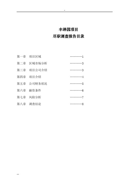 房地产项目尽职调查报告范本