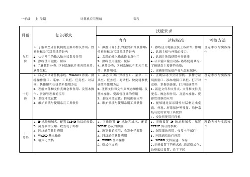 计算机基础技能考核标准模板1