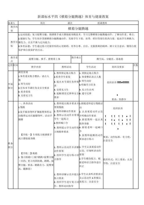 【新课标】水平四(初中)体育《技巧：横箱分腿腾越》公开课教案