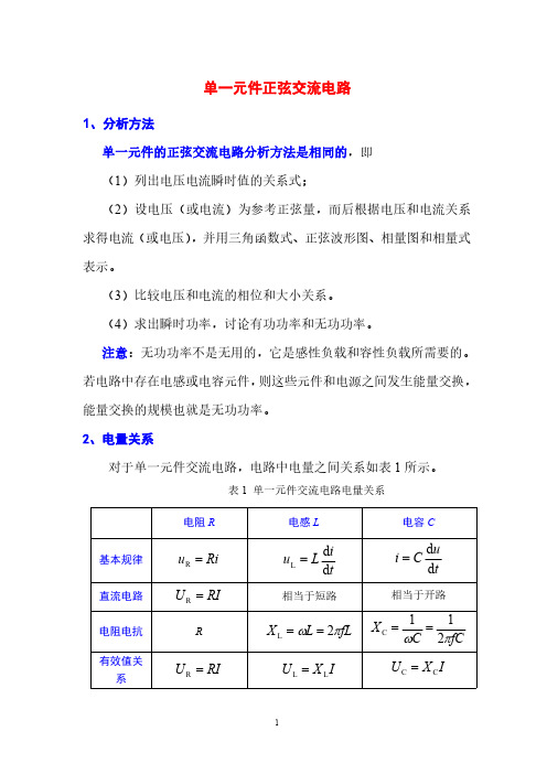 电工电子技术基础知识点详解3-1-单一元件正弦交流电路