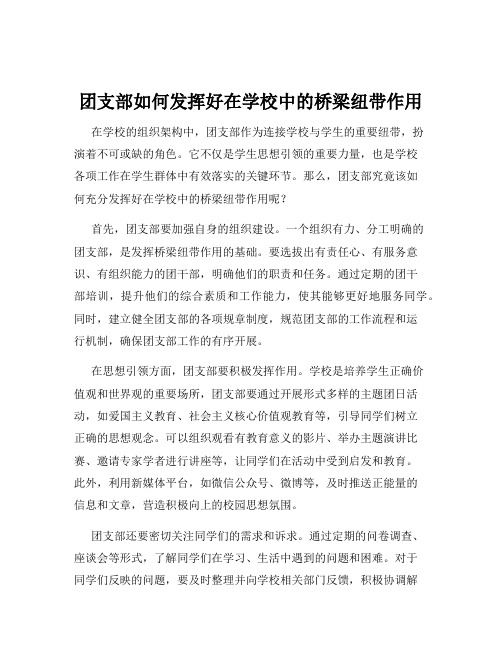 团支部如何发挥好在学校中的桥梁纽带作用