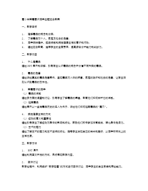 青少年禁毒意识培养主题班会教案