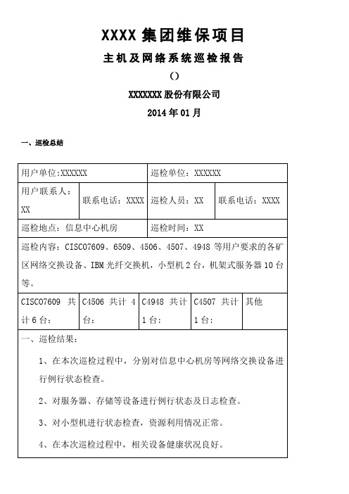 维保项目网络主机存储等巡检报告