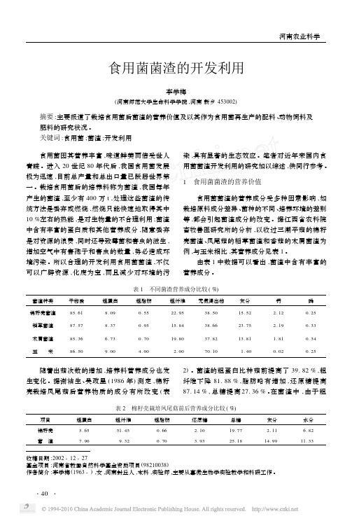 食用菌菌渣的开发利用