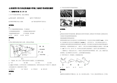 山西省晋中市介休定阳高级中学高二地理月考试卷含解析