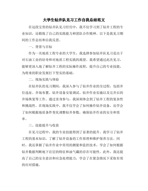 大学生钻井队见习工作自我总结范文 (2)