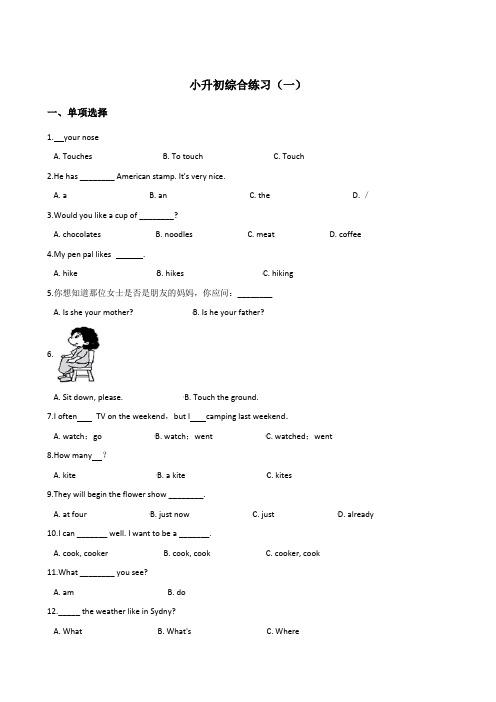 六年级下册英语试题：小升初综合练习(一)湘少版_含答案