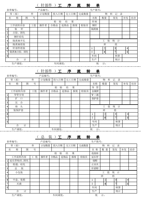 工序流转单模板