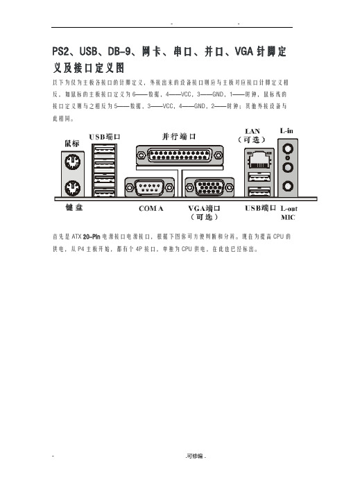 PS2、USB、DB-9、网卡、串口、并口、VGA针脚定义及接口定义图