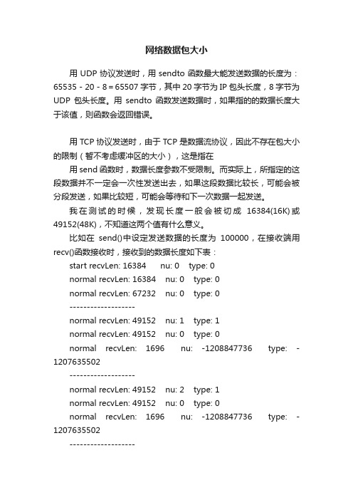 网络数据包大小