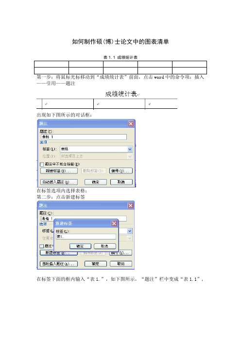 如何制作硕(博)士论文图表清单