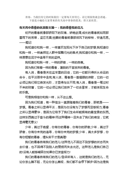 散文：有关高中青春的优美散文