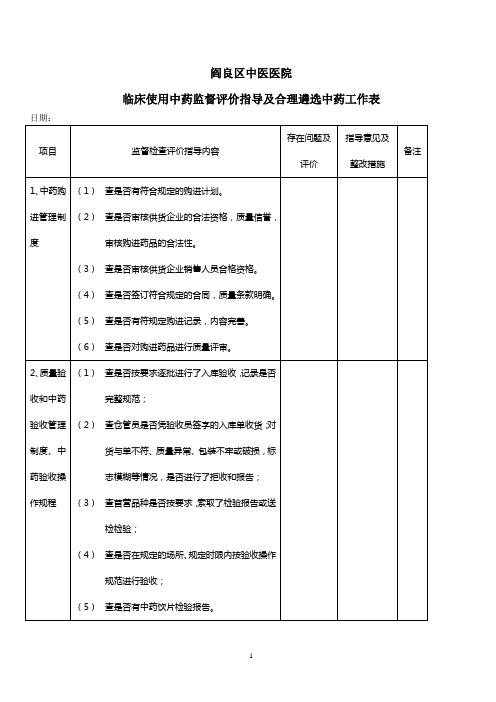 中药监督评价指导