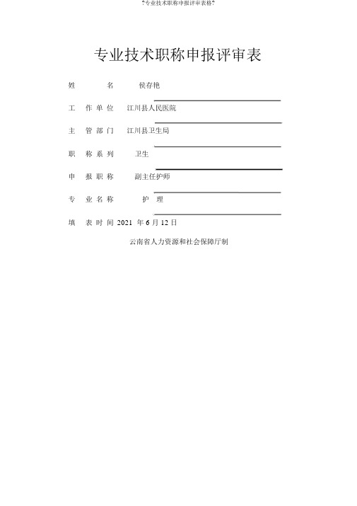 《专业技术职称申报评审表格》