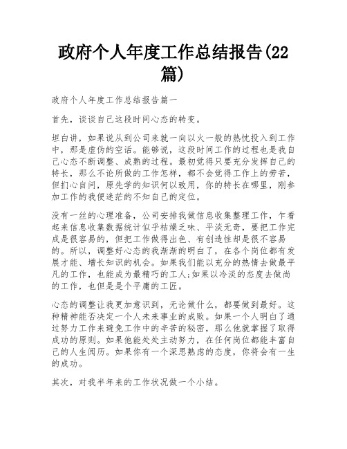 政府个人年度工作总结报告(22篇)