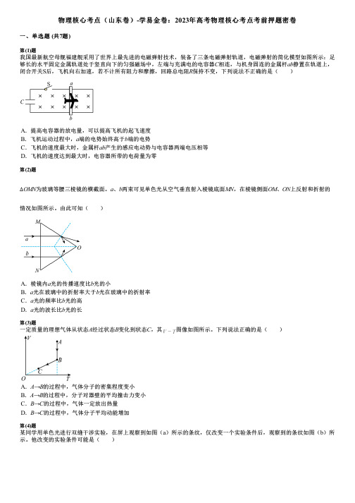 物理核心考点(山东卷)-学易金卷：2023年高考物理核心考点考前押题密卷