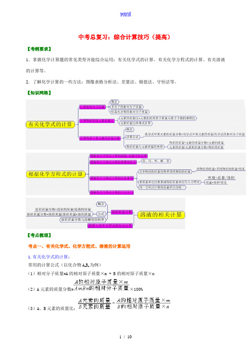 中考化学总复习 综合计算技巧(提高)知识讲解-人教版初中九年级全册化学试题